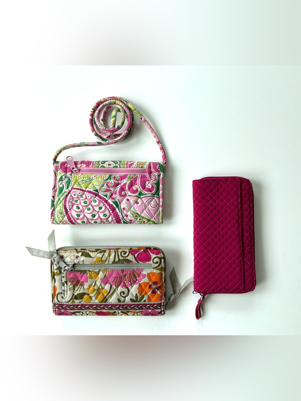 Vera Bradley Wallet & Crossbody Bundle - Set of 3 Floral, Paisley, Quilted Pink - Picture 2 of 9